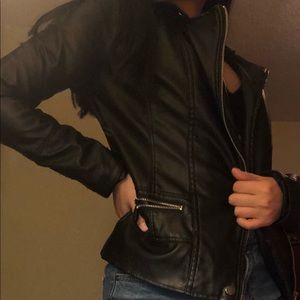 black leather jacket